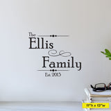 Personalized Family Name Wall Decal, 0018, Custom Family Name Wall Art