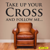 Take Up Your Cross and Follow Me Wall Decal, 0063, Matthew 16:24-26 ESV, bible verse decal, cross decal, christian decal, church sticker