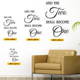 And The Two Shall Become One Wedding Decal, 0102, Wedding Ideas, Wall Art, Wall Decor, Wall Sticker, Wedding
