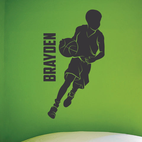 Custom Name Basketball Wall Decal, 0264, Personalized Basketball Player Wall Decal