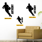 Left Handed Basketball Player Custom Name Wall Decal, 0266, Lefty, Dribbling, Wall Sticker