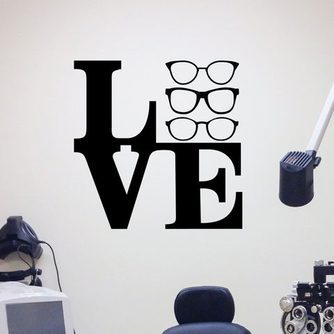 Love Glasses Wall decal for eye doctor office