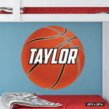 28x28 Basketball Wall Print with custom name. Applied to a smooth wall.
