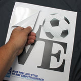 Just peel and stick your soccer love wall sticker to any smooth wall.