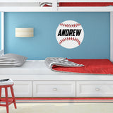 Custom Name Baseball Wall Sticker, 19x19, applied to bedroom wall.