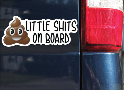 Little Shits On Board Sticker, Bumper Sticker, 3.45"h x 8.5"w - 0682