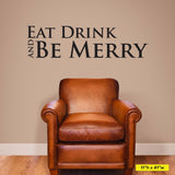 Eat Drink and Be Merry Wall Decal, 0011, Kitchen Wall Decals, Food Decals