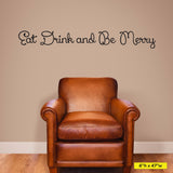 Eat Drink and Be Merry Wall Decal, 0012, Kitchen Wall Decals, Food Decals
