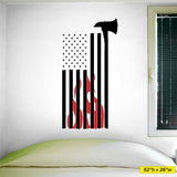 Fire Fighter Decal - 0105, Fire Figher Decor, American Flag Wall Art, American Flag Decal