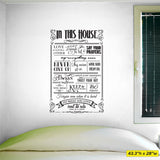 In This House We Do Decal - 0109, Rules Decal, Family Rules, Family Wall Decals, House Rules