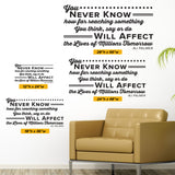 You Never Know how far reaching something you think, say or do Will Affect, BJ Palmer, 0137, Chiropractor Wall Decal