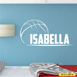 Custom Girls Name Basketball Wall Decal, 0263, Personalized Girls Basketball Wall Decal