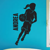 Custom Girls Name Basketball Wall Decal, 0265, Personalized Girls Basketball Wall Decal