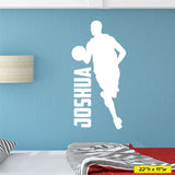 Custom Name Boys Basketball Wall Decal, 0269, Dribbling, Basketball Player Wall Art, Personalized