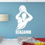 Boys Basketball Custom Name Wall Decal, 0271, Free Throw, Wall Graphic, Basketball Player
