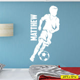 Custom Name Boys Soccer Wall Decal, 0273, Personalized Soccer Wall Decal, Dribbling