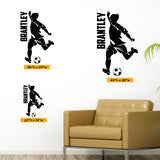 Custom Boys Name Soccer Wall Decal, 0274, Personalized Boys Soccer Wall Decal, Dribbling, Kicking