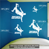 Custom Name Soccer Decal Kicking, 0276, Personalized Soccer Wall Decal, Bicycle Kick