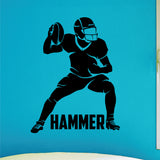 Custom Football Quarterback Wall Sticker, 0285, Personalized Boys Football Wall Decal