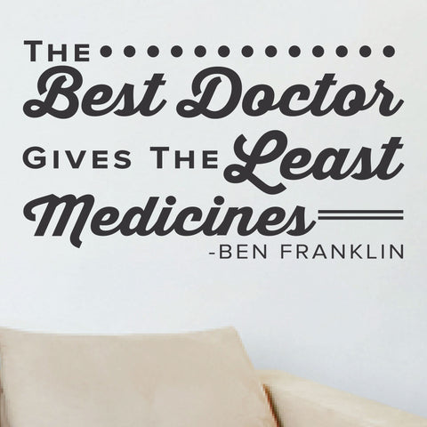 The Best Doctor Gives The Least Medicines, Ben Franklin, 0316, Chiropractic Office Wall Lettering