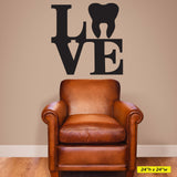 Love Tooth Wall Decal, 0348, Dental Office Wall Decal