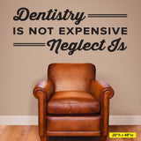 Dentistry Is Not Expensive Neglect Is, Wall Decal, 0360, Dental Office Wall Lettering