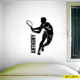 Custom Boys Tennis Wall Sticker, 429, Personalized Boys Tennis Wall Decal, Tennis