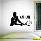 Personal Name Tennis Wall Graphic, 0430, Personalized Boys Tennis Wall Decal,
