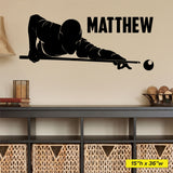 Pool Player Wall Decal, 0435, Personalized Pool Player Wall Decal, Billiards