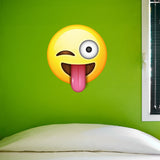 Tongue Sticking Out Emoji Wall Decal - 32"h x 28"w - Large Emoji Wall Decal - 0449