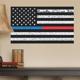 Thin Blue Line & Thin Red Line American Flag Distorted Wall Decal Sticker - 0458 - 14"h x 24"w
