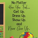 Never Give Up - 0481 - Classroom Decor - Wall Decor - Back to school - Teach Child - Classroom Decal
