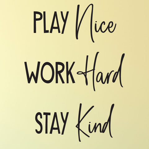 play nice, work hard, stay kind