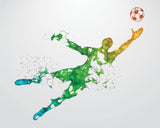soccer player blocking ball, goalie, wall cling, wall art