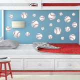 Twenty Two Baseball Wall Graphics applied to a bedroom wall.
