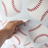 Baseball Wall Stickers. Just peel and stick. Image of peeling baseball wall decal off the wall.