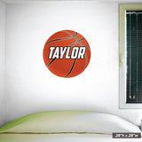 Basketball custom name wall decal applied to a bedroom wall.