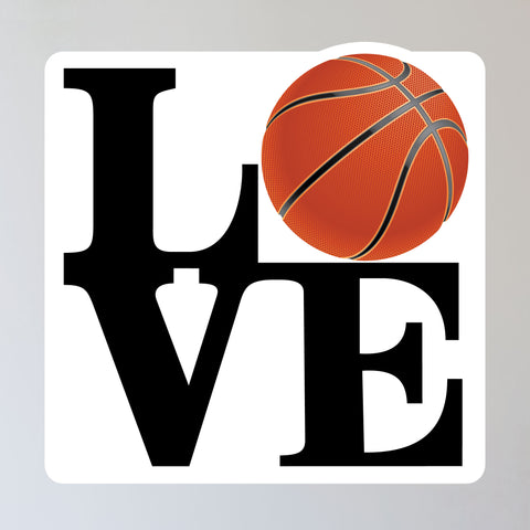 LOVE Basketball Wall Sticker, just peel and stick to any smooth wall. Size is 11"h x 11"w