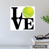 LOVE tennis wall decal, 11"h x 11"w