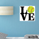 LOVE Softball Wall Graphic, 11x11