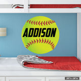 Kids custom name softball wall graphic