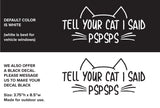 Tell your cat I said PSPSPS, vehicle lettering, bumper sticker, car sticker - 0643