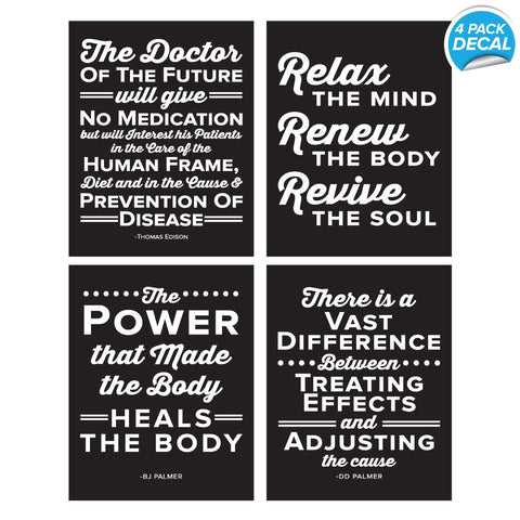 4 pack of peel and stick chiropractor wall decals