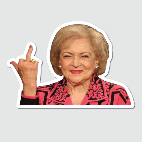 Betty White Flipping Off Sticker, Golden Girls Decal - 0645, 3.75x5.5, Funny, Giving The Bird