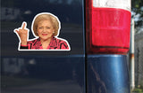 Betty White Flipping Off Sticker, Golden Girls Decal - 0645, 3.75x5.5, Funny, Giving The Bird