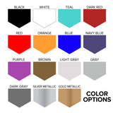 Color Options: Black, White, Teal, Dark Red, Red, Orange, Blue, Navy Blue, Purple, Brown, Light Gray, Gray, Dark Gray, Silver Metallic, Gold Metallic
